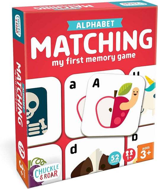 Chuckle & Roar Alphabet Matching Memory Game - Multicolor Tiles Concentration-Boosting Toddler Games - Uppercase & Lowercase Alphabet Learning - Travel-Friendly Matching Activity for Toddlers 3+
