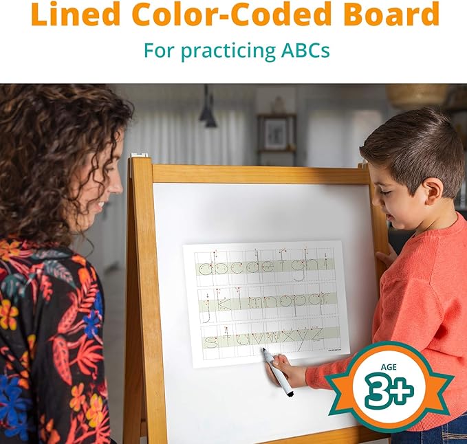 Channie’s Visual Handwriting Magnetic Dry-Erase Board, Jumbo Letter Board with Big Blocks for Neat Upper and Lower Case Alphabet, ABCs Writing Practice with Tracing Letters and Blanks, 3-Pack