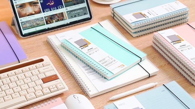 OWSC 1 Pack Ruled Notebook, 5.9 x 8.3 Inches Spiral Notebooks for Work, School and Journal with 110 GSM Journal Ruled Paper, Large Notebook with 80 Sheets/160 Pages, Hardcover Ruled Journal