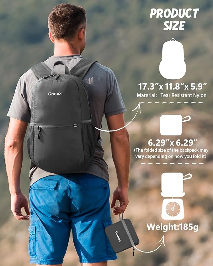 Gonex Ultra Lightweight Packable Backpack Daypack Handy Foldable Camping Outdoor Travel Cycling Backpacking