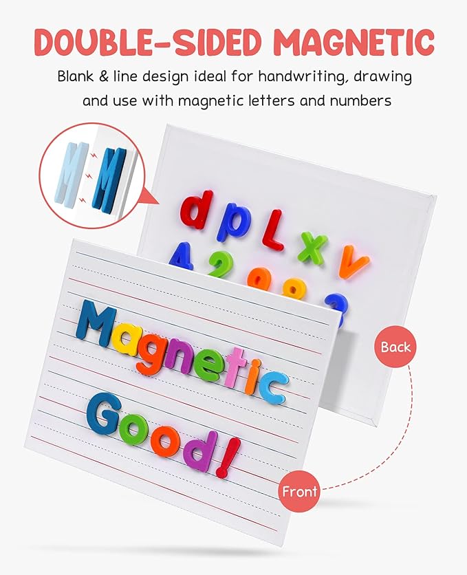 GAMENOTE 6 Pack Magnetic Dry Erase Lap Boards for Kids, 9x12 Double-Sided Lined and Blank Whiteboards with Markers & Erasers, Small Classroom and Homeschool Writing Board
