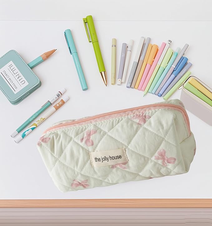 Carry bloom Pencil Pouch Cute Pencil Case for Girls Aesthetic Pencil Bag with Zipper Pen Cases School Supplies Makeup Bag (butterfly pink)