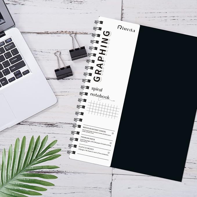 Graph Paper Notebook Spiral Notebook 8.5" x 11" 8 Pack Grid Paper Notebook Graph notebook Engineering notebook 120 Pages 100 GSM Thick Graphing Paper Notebook Hardcover Journal for School