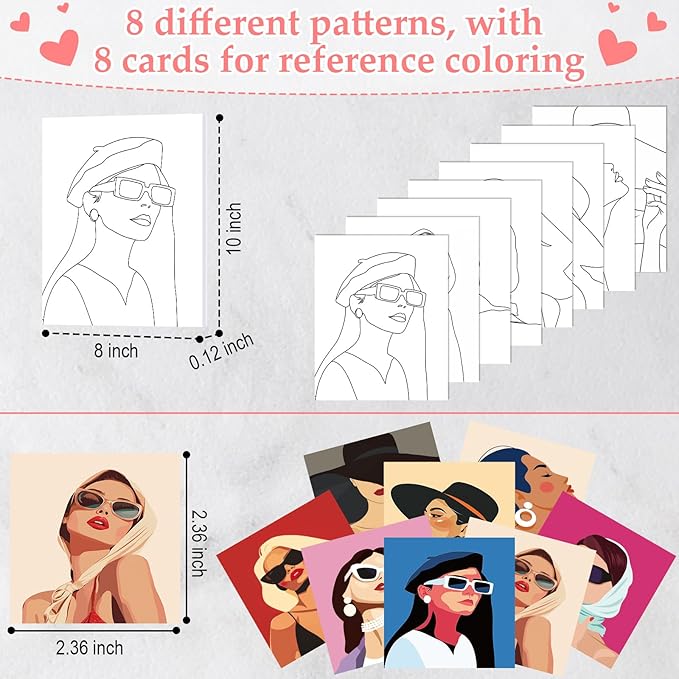 Cholemy 36 Pcs Paint and Sip Kit for Adults 8''x10'' Pre Drawn Canvas for Painting DIY Afro Acrylic Painting Kit Wood Easel Brushes Date Night Bulk for Father's Day Party Gifts(Modern Woman)