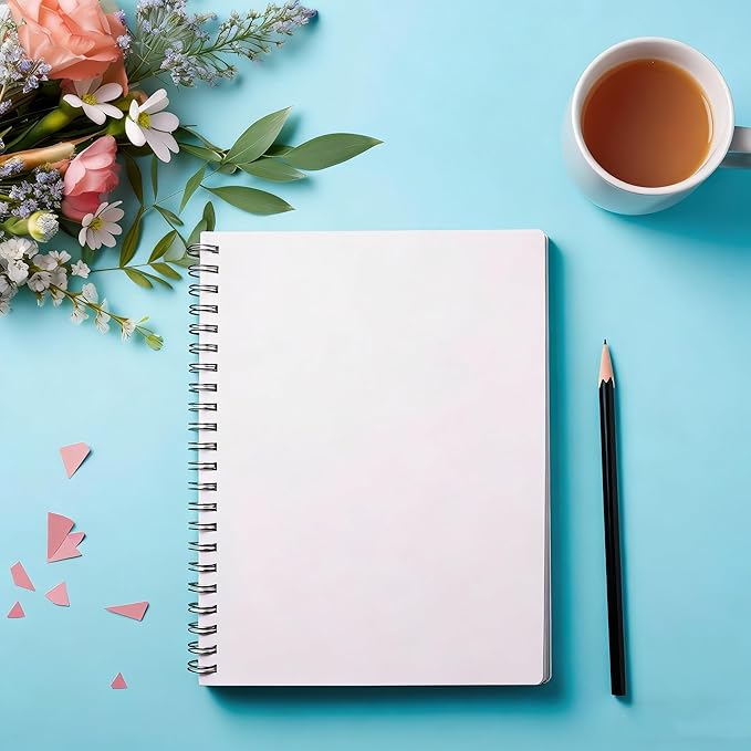 Blank Notebook, 4 Pack Spiral Sketch Book, 8" x 10" Large Blank Journal, No Bleed Thick Paper Sketchbook for Drawing, Unlined Notebook Journal for Women Men School, B5 Spiral Notebook Blank Paper