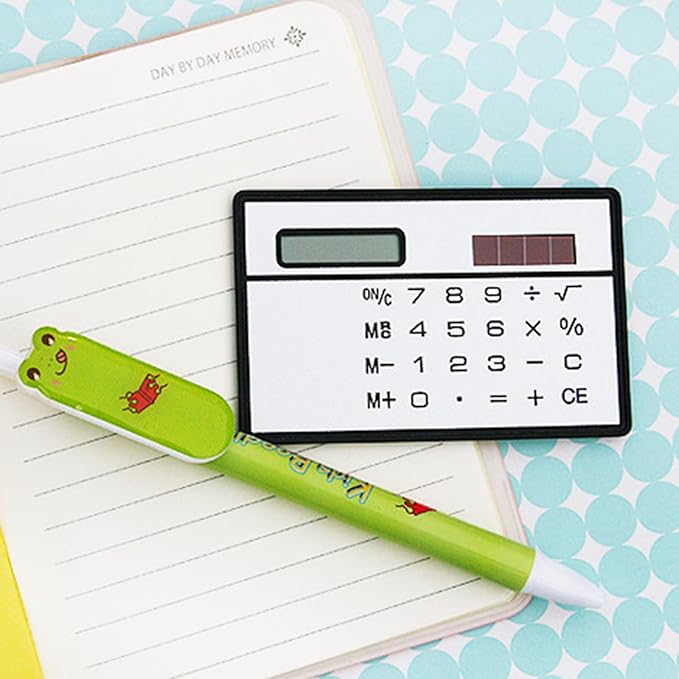 Solar Power Calculator 8 Digit Display Basic Standard Calculators Thin Calculator for Business Office School,Plastic
