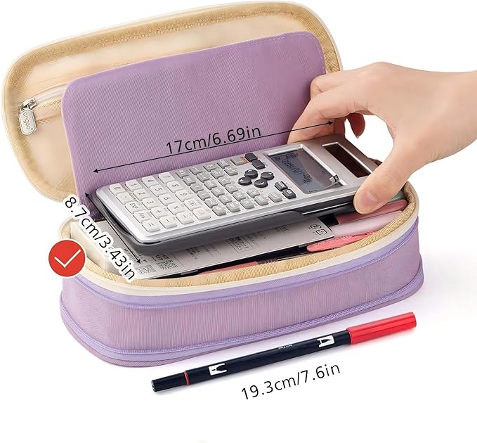 EASTHILL Big Capacity Pencil Pen Case Office College School Large Storage High Capacity Bag Pouch Holder Box Organizer Blue (Purple)