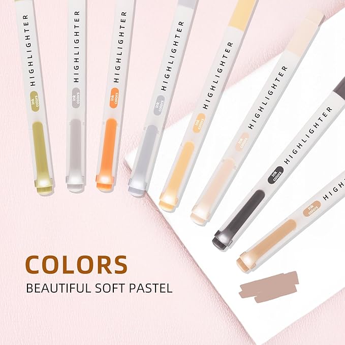 Pastel Highlighters Set, 8 Pack Highlighters Assorted Colors, Bible Highlighter No Bleed, Quick Dry Dual Tip Unique Retro Colors Highlighter Markers for Bible Journals, Easter Gifts