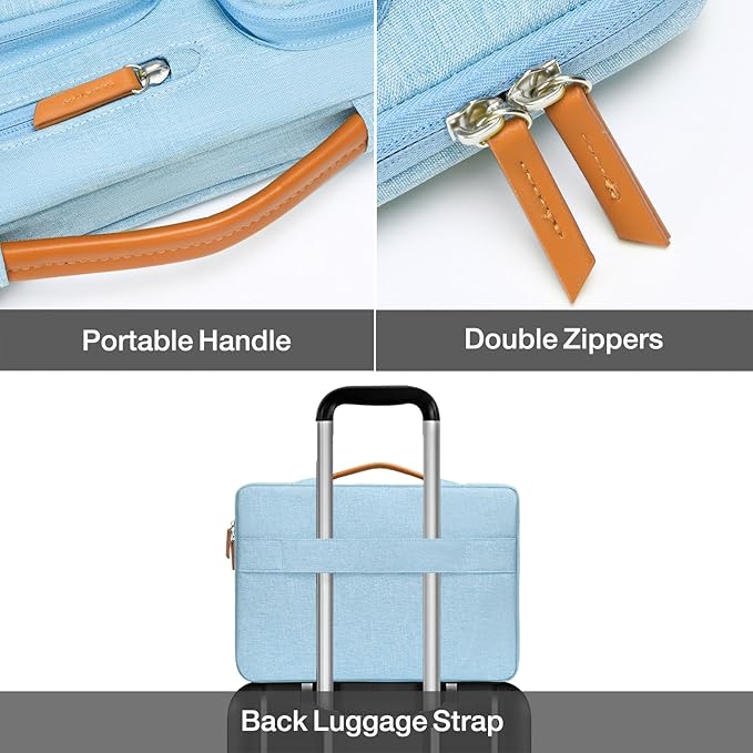 MOSISO 360 Protective Laptop Case 16 inch, 15-15.6 inch Laptop Sleeve Compatible with MacBook Pro 16, HP Acer Dell Lenovo ASUS, Side Open Carrying Case with 4 Zipper Pockets&Handle, Air Blue
