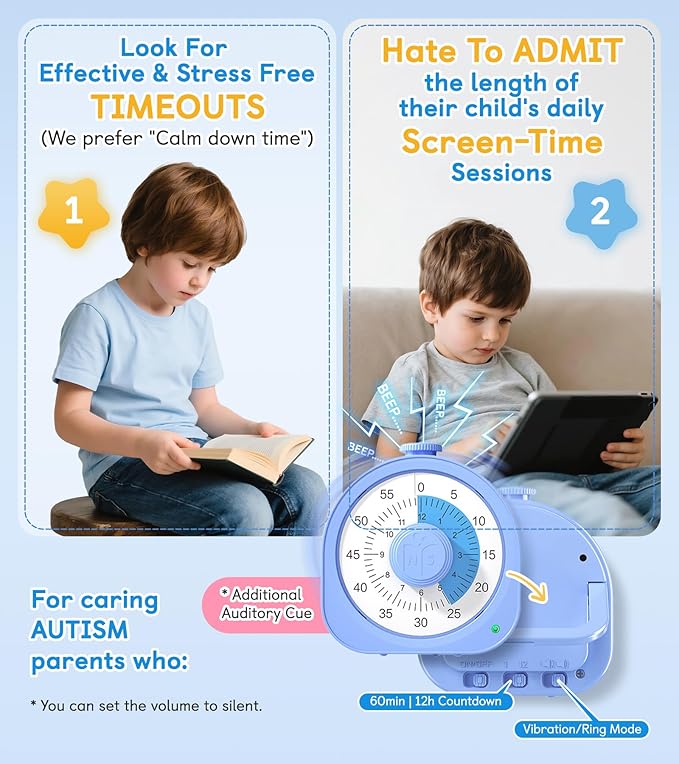5-in-1 Visual Timer and Schedule Planner for Kids with ADHD & Autism – Learning Materials Bundle, Task Timer with Chore Chart Board for Kids, Sensory Products Toys for Home, School (100+ Cards)