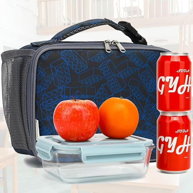 GYEUKHAM Insulated Lunch Box for School, Thermal Reusable Durable Freezable Lunch Bags for Kids Boys Girls Men Women - Small Soft Cooler Portable Lunch Tote Kit for Work Picnic Travel,Brick