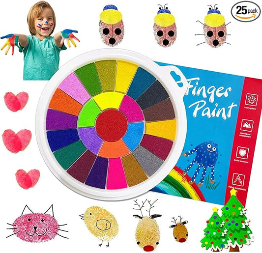 25 Color Book Finger Painting Kit Drawing Toys,Album Educational Tool Kit,Washable Children's Supplies for Birthday Kindergarten,Early Learning