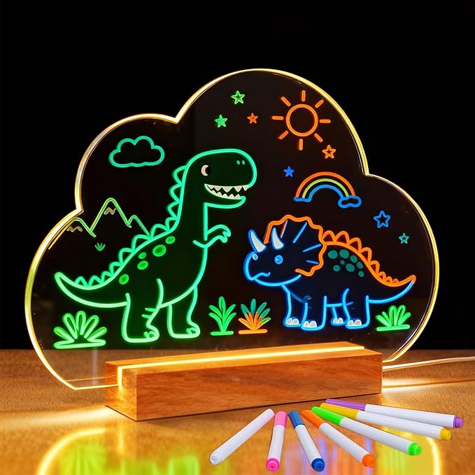 SetGame LED Note Board with 7 Colors Pen, Art Creative Light Up Dry Erase Board, Glowing Night Light Neon Message Bulletin Board Sign with Stand, Suit for Living Room, Bedroom, Lounge, Kitchen, Office