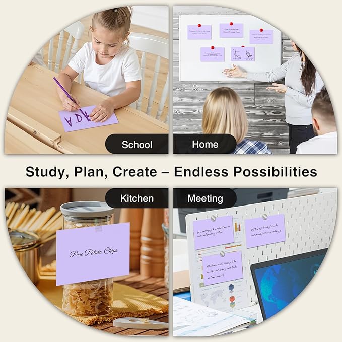 300 Count Blank Index Cards 3x5 Inch Purple Flash Cards Colored Cardstock, Unruled Note Cards Study Card Portable Learning Flashcards Ideal for Note Taking, Art Sketching, Office & School Supplies