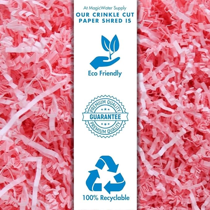 MagicWater Supply - 2 oz - Pink - Soft & Thin Crinkle Cut Paper Shred Filler great for Gift Wrapping, Basket Filling, Birthdays, Weddings, Anniversaries, Valentines Day, and other occasions