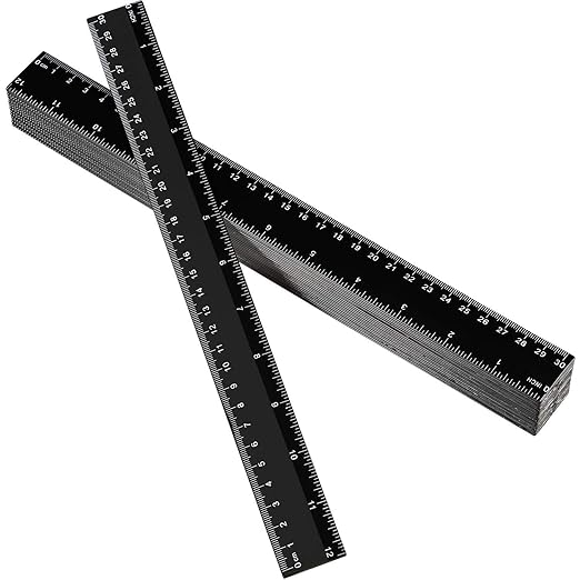 EBOOT 100 Pack Plastic Ruler 12 Inch Straight Flexible Ruler with Inches and Metric for School Classroom Home or Office (Black)