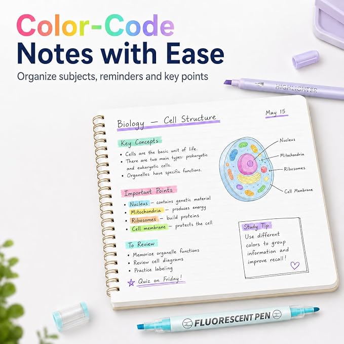 Highlighters, 24 Assorted Colors Highlighters Pens, Broad and Fine Tips Pastel Highlighter Marker Pens, Bible Highlighters No Bleed for Journaling, Students School Office Stationery | Dual Tip Chisel & Fine Point Bible Highlighters Pastel & Vibrant Sha...