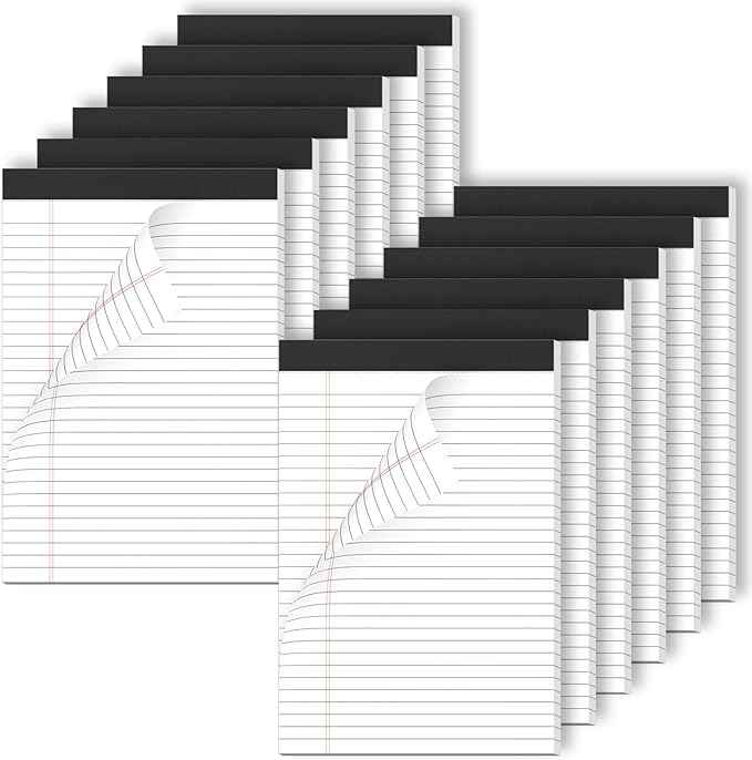 Nichela Legal Pads 12 Pack of Note Pads 6 x 9 Inch Notepad 21lb Thick Paper Writing Pads 30 Sheets Memo Pad College Ruled Small notepads 29 Lines Paper Pads for Writing, Sketching, and Note-Taking