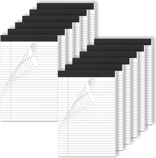 Nichela Legal Pads 12 Pack of Note Pads 6 x 9 Inch Notepad 21lb Thick Paper Writing Pads 30 Sheets Memo Pad College Ruled Small notepads 29 Lines Paper Pads for Writing, Sketching, and Note-Taking