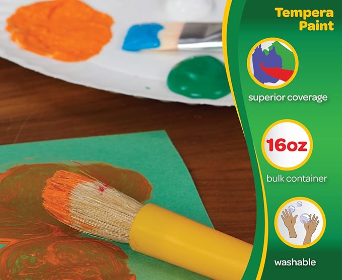 Crayola Premier Tempera Paint For Kids - Turquoise (16oz), Kids Classroom Supplies, Great For Arts & Crafts, Non Toxic, Easy Squeeze Bottle