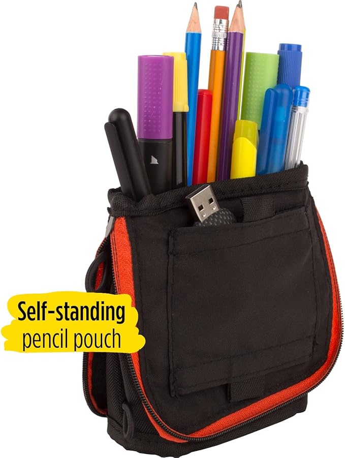 Five Star Stand 'N Store Pencil Pouch, Fits 3-Ring Binder, Pencil Case, Assorted Colors, Color Will Vary, 1 Count (50516) (Pack of 3)