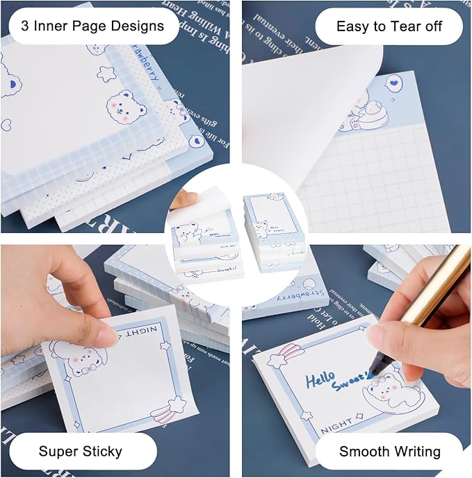 640 Pcs Cute Sticky Notes, Self-Stick Note Pads, Kawaii Memo Pads Lined, Funny Sticky Notes, List Notepads Set Bulk for School Office Home Supplies Teacher Students Planner Gifts