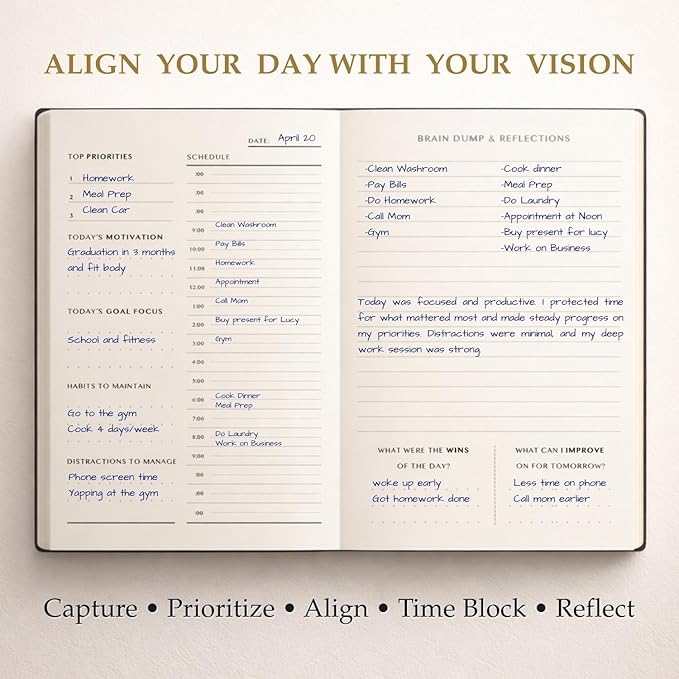 The Advanced Productivity Planner – Undated Daily, Weekly & Monthly Planning System with Time Blocking, Goal Setting & Habit Tracking. Toolkit to Maximize Focus and Take Control of Your Time | A5