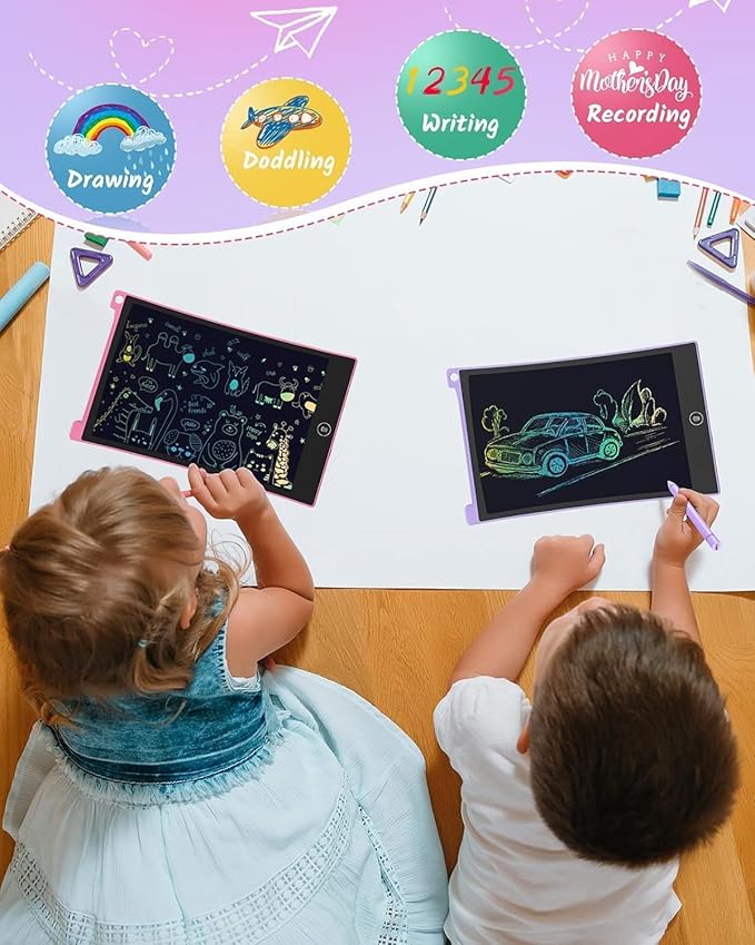 TECJOE 2 Pack LCD Writing Tablet, 8.5 Inch Colorful Doodle Board Drawing Tablet for Kids, Kids Travel Games Activity Learning Toys Birthday Gifts for 3 4 5 6 Year Old Boys and Girls Toddlers