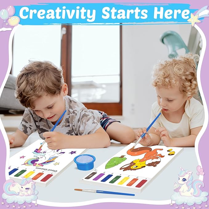 Watercolor Paint Sets for Kid: 2 Pack Water Painting Coloring Book for Toddlers 4-8 Years Old, No Mess Arts and Crafts Drawing Paper Kits for Boys Girls Birthday Gift