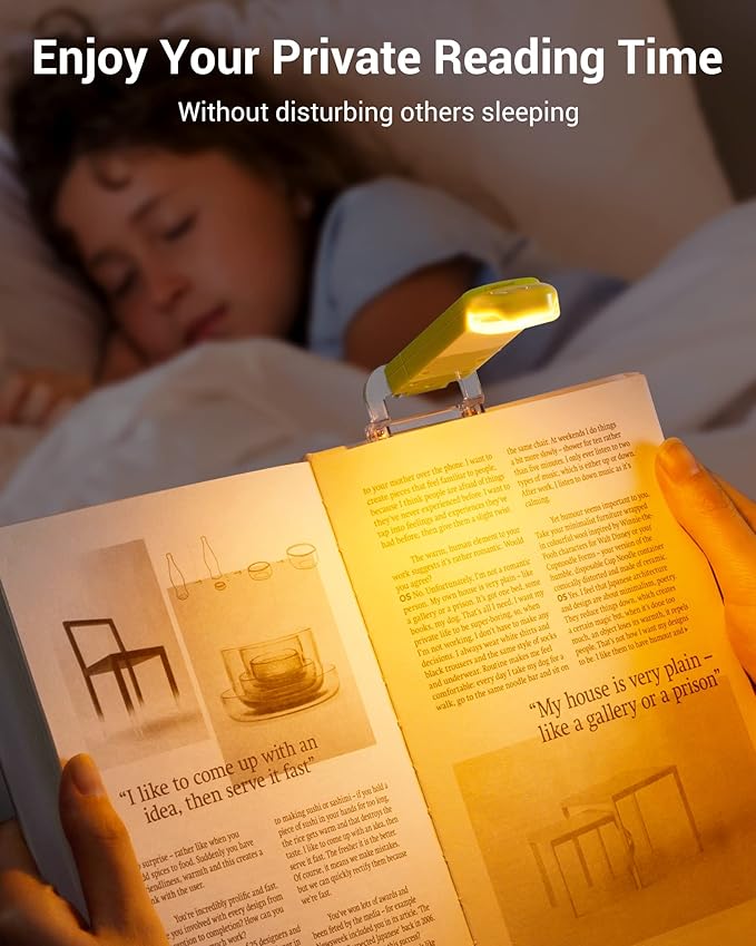 DEWENWILS Amber Book Light for Reading, USB Rechargeable, 3 Brightness Levels, Blue Light Blocking, Kids & Adults (Green)