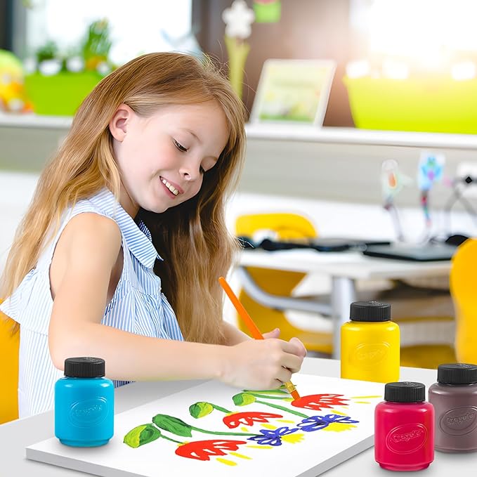 Acrylic Paint Set for Kids Includes 6 Acrylic Paints, Painting Canvas, 7 Paintbrushes, Paint Pallet, Arts and Crafts for Kids Canvas Painting Supplies Gifting Bundle