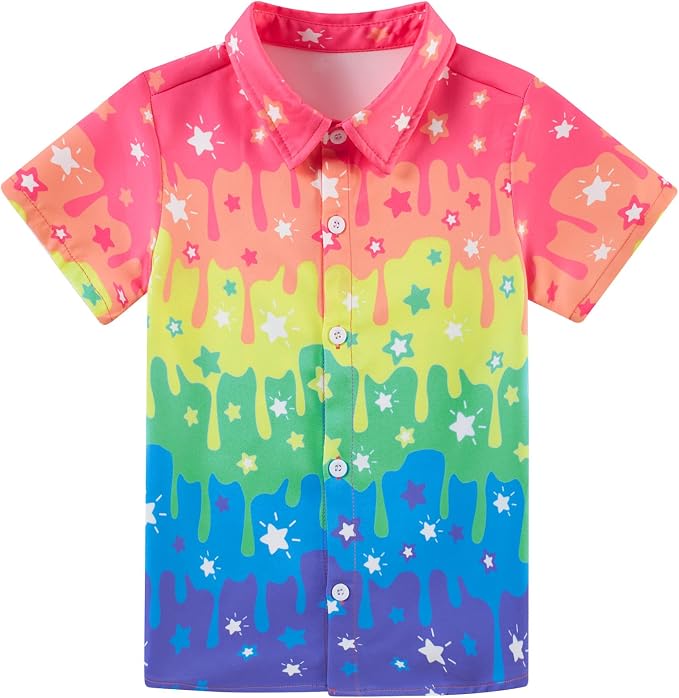Enlifety 2-10T Kids Hawaiian Shirt Boys Short Sleeve Button Down Shirts Hawaii Summer Casual Blouse