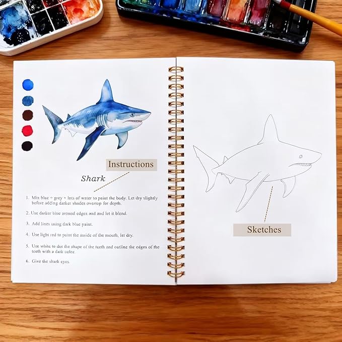 Watercolor Workbooks Coloring Book Easy Nature Scenes Beginner Friendly Watercolor Painting Set Art Crafts Painting Kit for Creative Exploration Gift for Adults Beginners (The Fall, Without Palette)