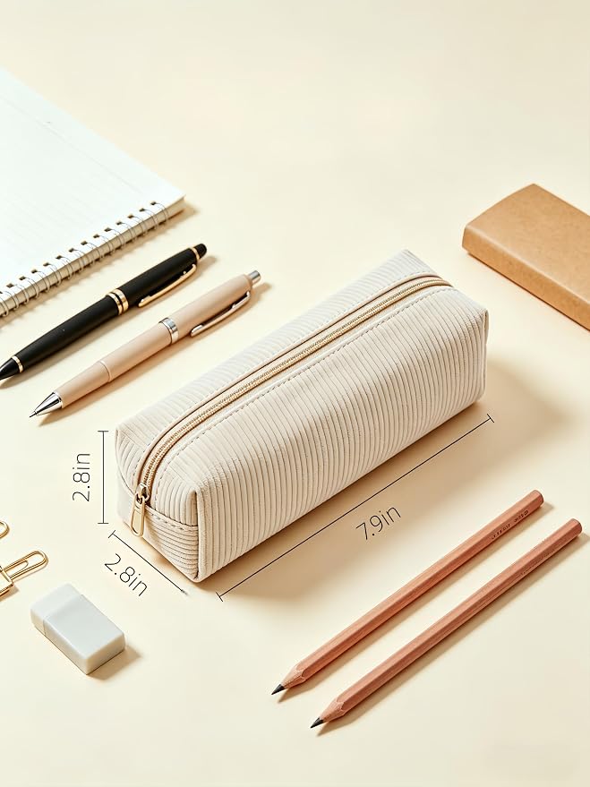 Pencil Case, Pencil Pouch for Women, Pencil Case Small, Pencil Pouch Aesthetic (Beige)