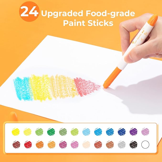 M&G 24 Colors Upgraded Food-grade Paint Sticks, Tempera paint sticks for artists, Washable paint, Non- Toxic, Super Quick Drying-Stocking Stuffers, Christmas Gift Idea for artists