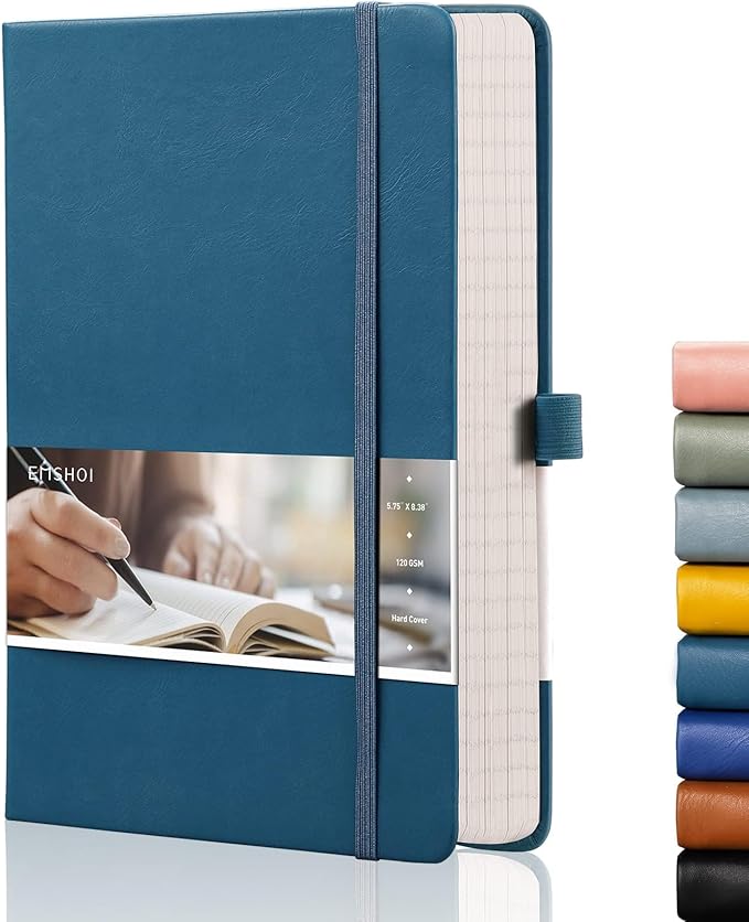EMSHOI Lined Journal Notebook, 256 Numbered Pages, A5 Size (5.7'' x 8.3'')
