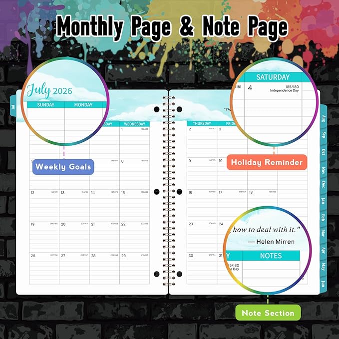 Student Planner 2026-2027 - Monthly and Weekly School Planner 2026-2027 with Stickers, July 2026 - June 2027, 9" x 11", Green Tabs