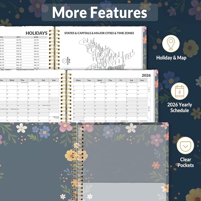 SUNEE 2026 Appointment Book, Quarter-Hourly, Weekly & Monthly - from January 2026 - December 2026, 8.5"x11" Weekly Planner, Flexible Cover, Note Pages, Pockets, Bookmark, Spiral Binding,