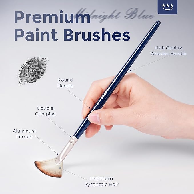 Nicpro 36 PCS Paint Brush Set, 9 Brush Types Professional Acrylic Paint Brushes with Cloth Roll and Gift Box, Suitable for Acrylic Painting, Oil, Watercolor, Gouache, Art Supplies for Artist Beginner