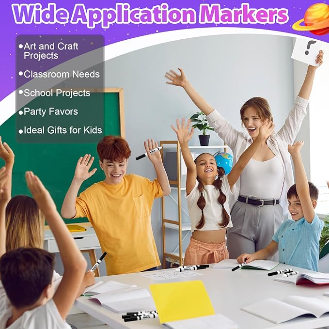 24 Pcs Washable Markers Bulk Broad Line Markers Coloring Conical Tip Large pens for Kids art projects, Teachers, Students, Toddlers, Party Favors, Classrooms, Donations(Black)