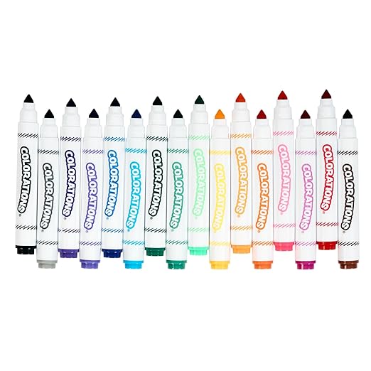 Colorations Chubby Markers, 16 Colors, Conical Tip, Coloring, Paper, Kids, Posters, Drawing, Bold Colors, Home, Classroom, School Supplies, Art Supplies, Craft Projects, Children, Gift