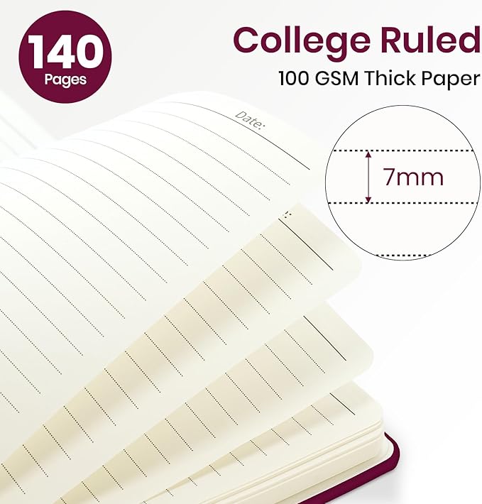 ZOTIA Lined Spiral Journal Notebook for Women, A5 College Ruled Journals for Writing, Hardcover Notebooks for Work, Note taking and Office School Supplies,140 Pages - Crabberry Red