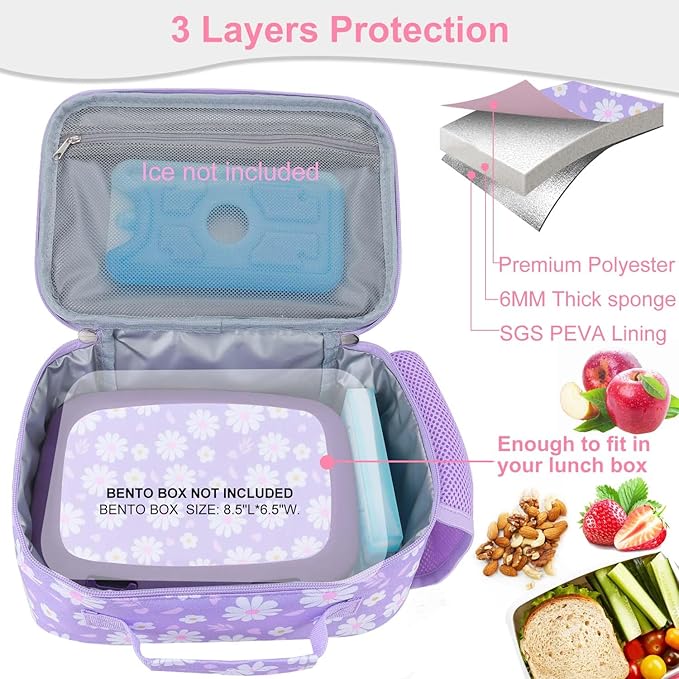 RHCPFOVR Kids Lunch Bag - Insulated Lunch Box for Boys Girls,Washable Lunch Bag and Reusable Toddler Leak-proof Lunchbox for School and Daycare