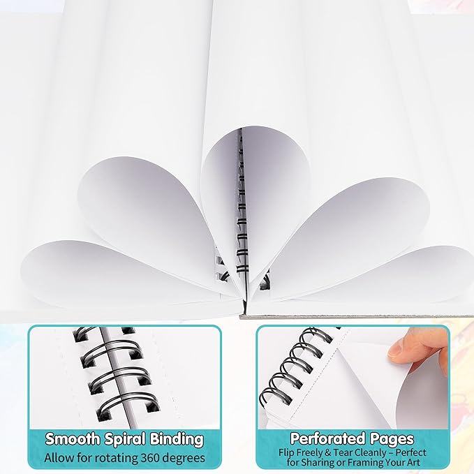 FIXSMITH 9"X12" Teal Sketch Book, 400 Sheets (68 lb/100gsm) Spiral Sketchbook, Acid Free Drawing Paper, Sketch Pad for Beginners,Artists & Professionals, Bright White
