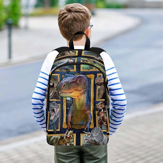 M YESCUSTOM Custom Dinosaur Backpack for Boys Personalized Elementary Boys Backpack with Name, Kids School Bookbag Shoulder Bag Multi Travel Backpack Casual Daypack Bag for Teenager School Camping