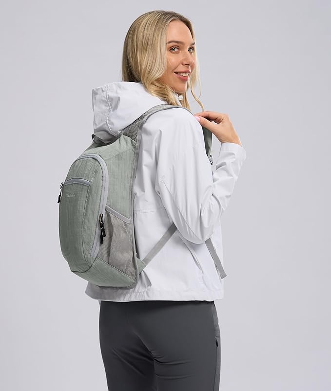 Uselike 10L Small Hiking Backpack Travel Daypack Lightweight Packable Back Pack for Women Men(Light Grey)