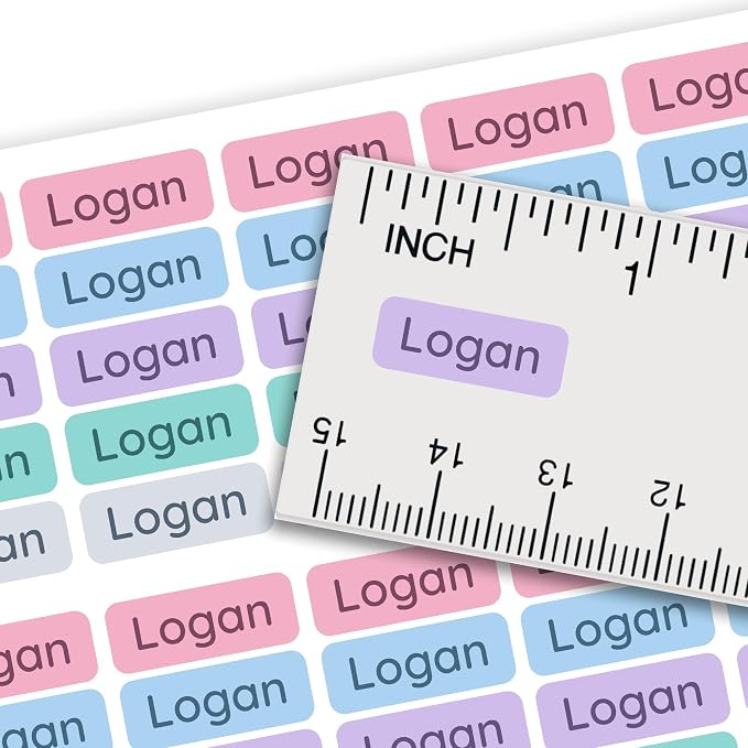 Personalized Mini Name Labels for Kids (210 Count) – Custom Waterproof Name Stickers for School, Daycare, Water Bottles, Lunch Boxes, Pencils, Supplies - Cotton Candy Clouds