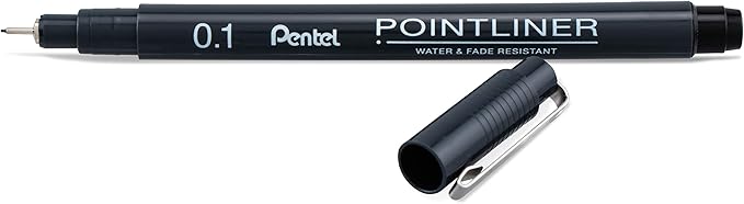 Pentel Arts Pointliner Drawing Pen, 5-Pack, Assorted Sizes, Black Ink (S20PBP5A)