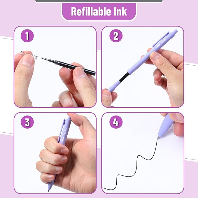 Mr. Pen- Retractable Gel Pens, 12 Pack, Black Ink, Lavender Legacy Barrel, Fine Point 0.5mm, Fast Dry, Smooth Writing, Cute Pens for Drawing, Writing Planner and School Supplies