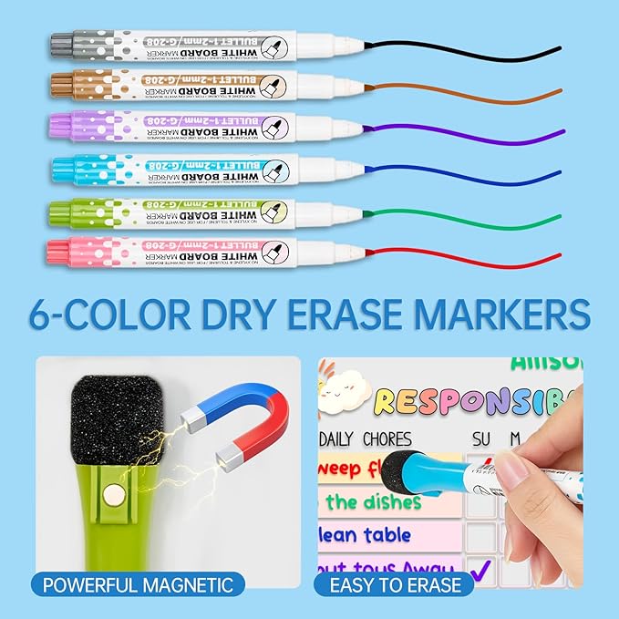 Acrylic Magnetic Kids Chore Board & Star Reward Jar - Dry Erase Fridge Calendar with Erasable Markers, Wooden Stars & DIY Stickers for Visual Schedule, Behavior Tracking & Potty Training Toddlers